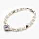 Bracelets de perles d'amazonite de fleurs naturelles BJEW-JB03858-03-1