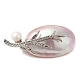 Oval Natural Dyed White Shell Brooches for Women JEWB-E031-04P-02-1