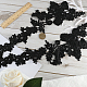 ポリエステル刺繍レースアップリケ  チャイナドレスの飾りアクセサリー  ドレス  花  ブラック  435x122x1mm DIY-WH0401-95-4
