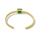 Зеленый стеклянный прямоугольный браслет-манжета с открытой манжетой BJEW-I307-01G-2