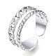 304 anello di polsino aperto a forma di catena di barbazzali in acciaio inossidabile per le donne RJEW-N040-31-1