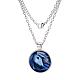 Horse Pattern Flat Round Glass Pendant Necklaces X-NJEW-N0051-012A-02-1