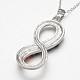 Platinum Tone Vintage Chakra Jewelry Brass Gemstone Infinity Pendant Necklaces NJEW-JN01155-03-3