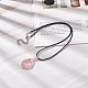 Synthetic Watermelon Stone Glass Teardrop Pendant Necklaces Set with Waxed Cords for Women NJEW-TA00034-03-2