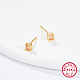 Golden Sterling Silver Micro Pave Cubic Zirconia Stud Earring XN7792-11-1