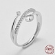 Adjustable Rhodium Plated 925 Sterling Silver Ring Components STER-K038-023P-1