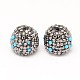Platinum Plated Brass Polymer Clay Rhinestone Cord Ends RB-L025-25A-1