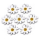プリントバスウッドペンダント  バックランダムカラー  デイジーの花  ホワイト  34x37x3mm  穴：1.6mm X-WOOD-N006-50-1