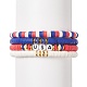 4 pièces 4 style fête de l'indépendance polymère argile heishi surfeur bracelets extensibles ensemble BJEW-TA00212-1