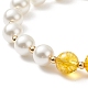 Round Natural Quartz Crystal(Dyed & Heated) & Shell Pearl Beaded Stretch Bracelet BJEW-TA00191-04-6