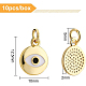 BENECREAT 10Pcs 18K Gold Plated Evil Eye Enamel Charms Flat Round Pendants with Jump Rings for DIY Necklace Bracelet Jewelry Making KK-BC0004-59-2