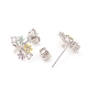 Brass Micro Pave Clear Cubic Zirconia Ear Studs EJEW-G281-08P-3