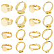 Hobbiesay 80 pieza 4 estilos almohadilla redonda de latón ajustes de anillo dorado ajustable base de anillo en blanco fornituras almohadilla de anillo plano nummular anillos en blanco abiertos para artesanía bandeja para hacer anillos de dedo 6-12mm FIND-HY0001-08G-1
