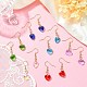 10 Pair 10 Color Glass Heart Dangle Earrings EJEW-JE05354-2