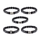 Bracelet extensible en perles rondes en obsidienne naturelle et en hématite synthétique non magnétique pour hommes et femmes BJEW-JB06968-1