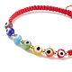 Bracelet de perles tressées rondes mauvais œil au chalumeau BJEW-TA00139-01-4