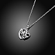 Mother's Day Gifts Silver Plated Brass Cubic Zirconia Heart with Mom Pendant Necklaces NJEW-BB16173-4