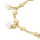 Plastic Pearl Charms Bracelet with Cross Link Chains STAS-E001-28G-2