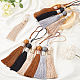 GORGECRAFT 8PCS Large Tassel Key Colorful Handmade Silky Floss Tiny Craft Tassels with Plastic Beads for DIY Craft Accessory Home Decoration(PeachPuff) HJEW-GF0001-23B-5