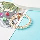 Round Shell Pearl Beaded Bracelet for Girl Women BJEW-TA00016-2