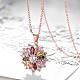 Real Rose Gold Plated Brass Cubic Zirconia Flower Pendant Necklaces NJEW-BB04540-4