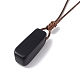 Natural Obsidian Nugget Pendant Necklace with Waxed Cord for Women NJEW-F306-01D-3
