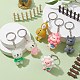 6 Uds. Llavero de plástico pvc de animales de dibujos animados de 6 estilos KEYC-JKC00665-2