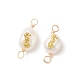 Grade AA Natural Cultured Freshwater Pearl Connector Charms with Golden Tone Alloy Slices PALLOY-JF01996-03-1