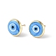 Enamel Evil Eye Stud Earrings EJEW-G334-01G-04-1