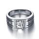メンズクラシックブラスキュービックジルコニアワイドバンドフィンガー指輪  プラチナ  usサイズ8（18.1mm） RJEW-BB06370-8P-3