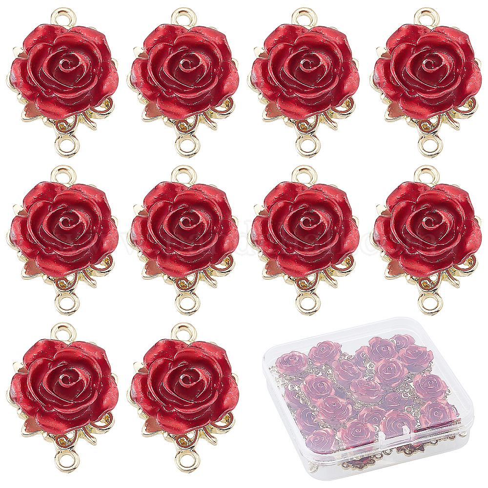 Wholesale SUNNYCLUE 1 Box 30Pcs Rose Charms 3D Rose Charm Rose